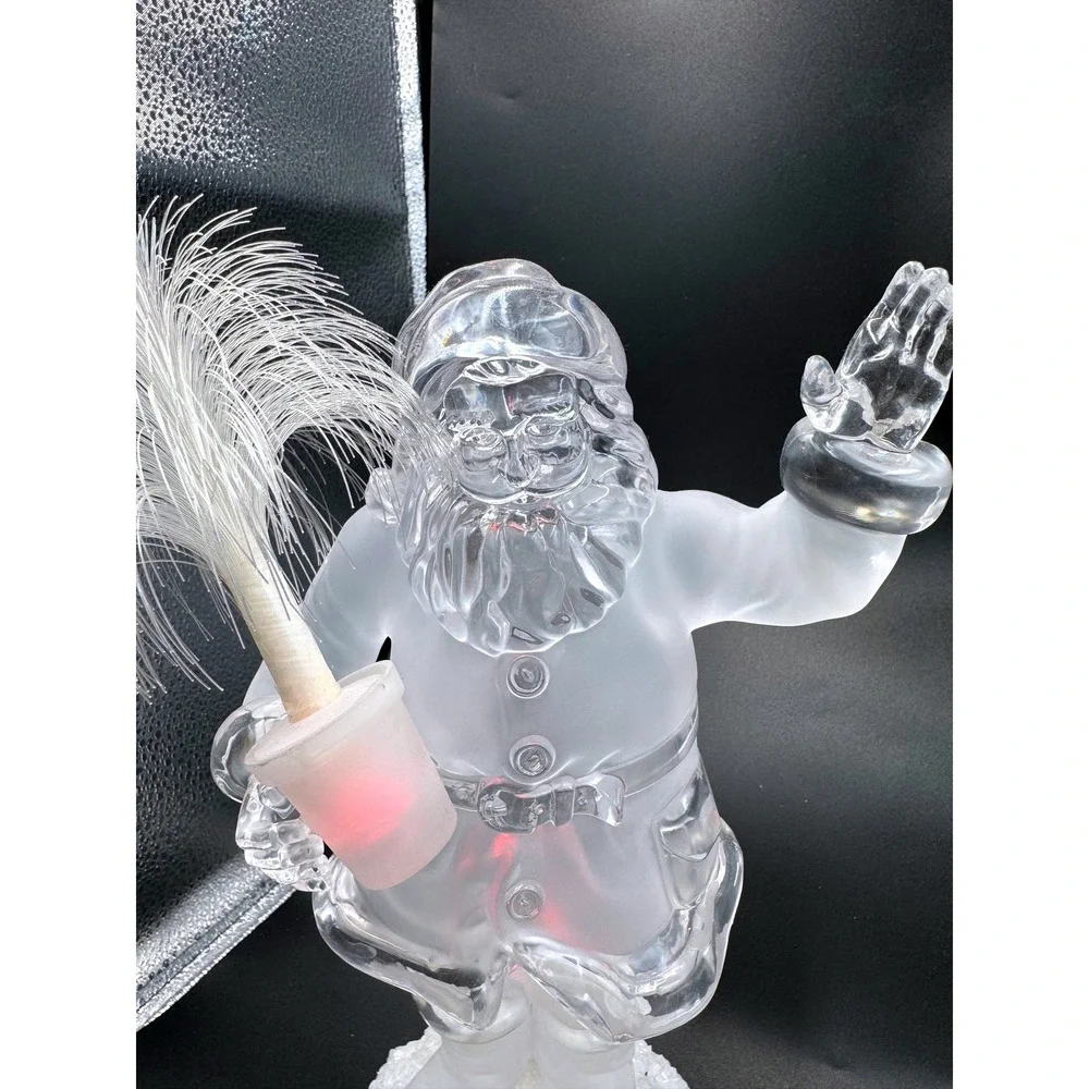 Heritage Mint Frosted Acrylic Santa Claus Color Changing LED Light Up Figurines